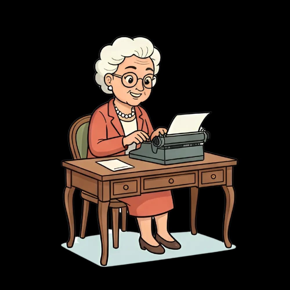 עדנה ליד מכונת כתיבה